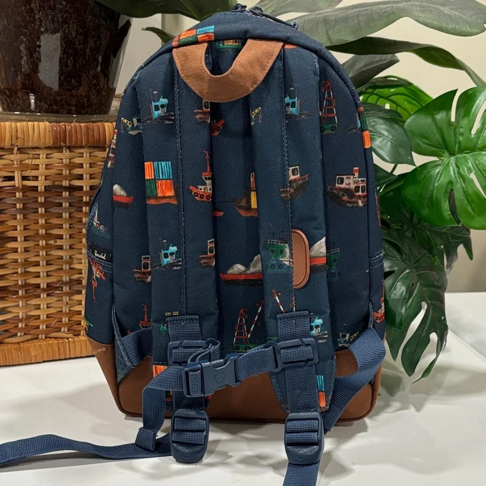 Herschel Supply Co. Kids' Heritage Navy Backpack with Colorful Tug Boat Print